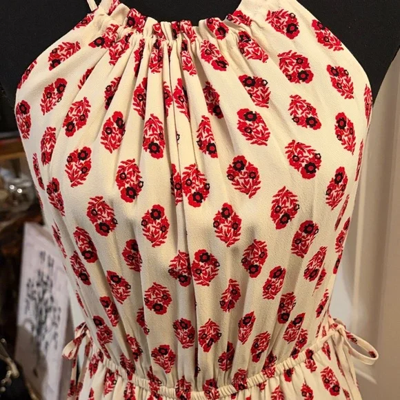 A Love A Elegant Red and Cream Jumpsuit with Wide-Leg - Picture 4 of 7